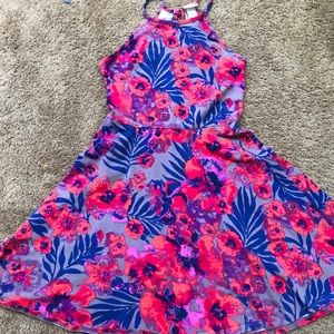 Hawaiian floral halter dress